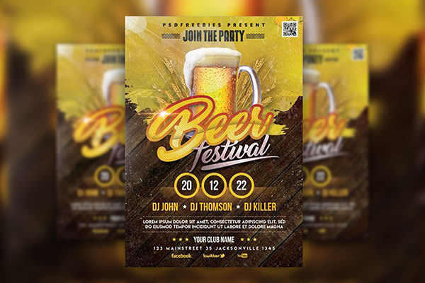 Modern Beer Festival Flyer Template FREE PSD