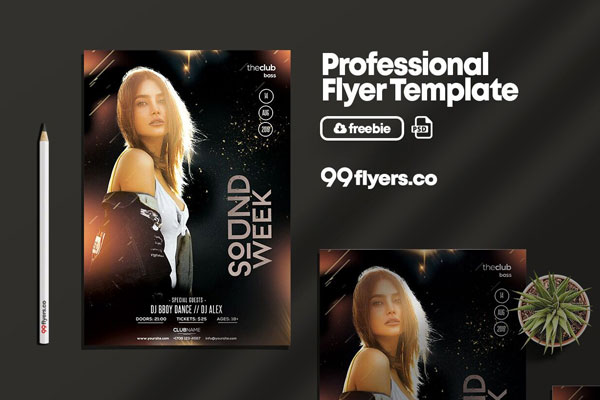 Modern Black Club Party Flyer Template FREE PSD