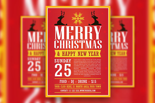 Modern Christmas Flyer Template with a Red Theme FREE PSD