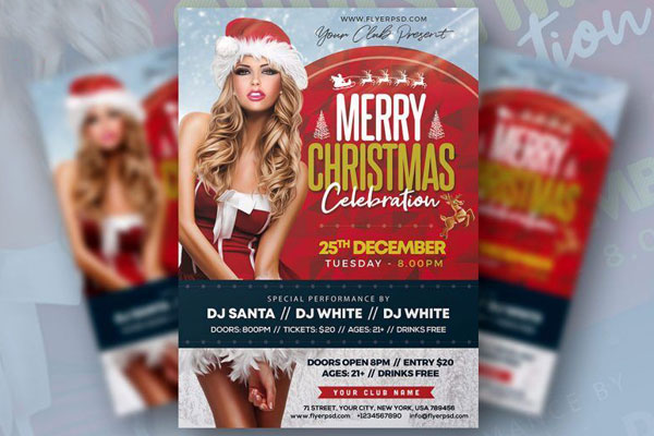 Modern Circle Christmas Party Flyer Template FREE PSD