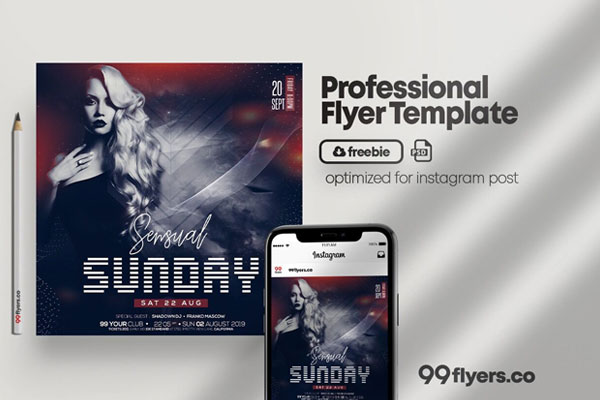 Modern Instagram Party Flyer Template FREE PSD