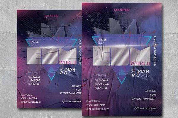 Modern Purple EDM Flyer Template FREE PSD