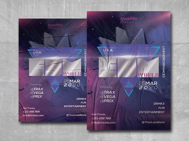 Modern Purple EDM Flyer Template FREE PSD