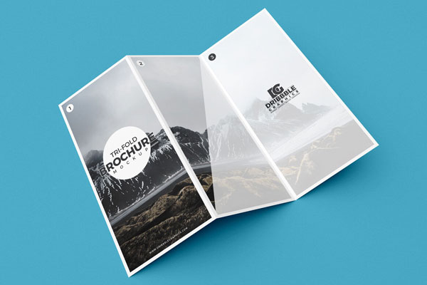 Modern Tri-Fold Brochure Spread Open Mockup FREE PSD