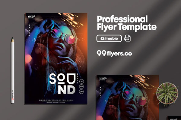 Modern Vibrant Nightclub Flyer Template FREE PSD