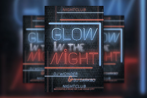 Neon Nightclub Flyer Template FREE PSD