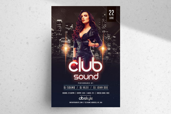 Night Urban Club Sound Flyer Template FREE PSD
