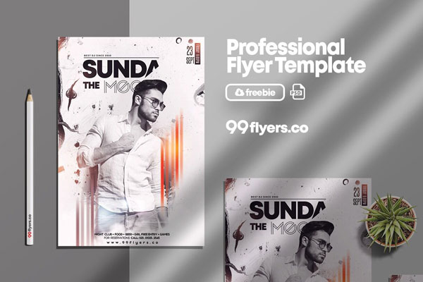Off-White, Modern Night Party Flyer Template FREE PSD