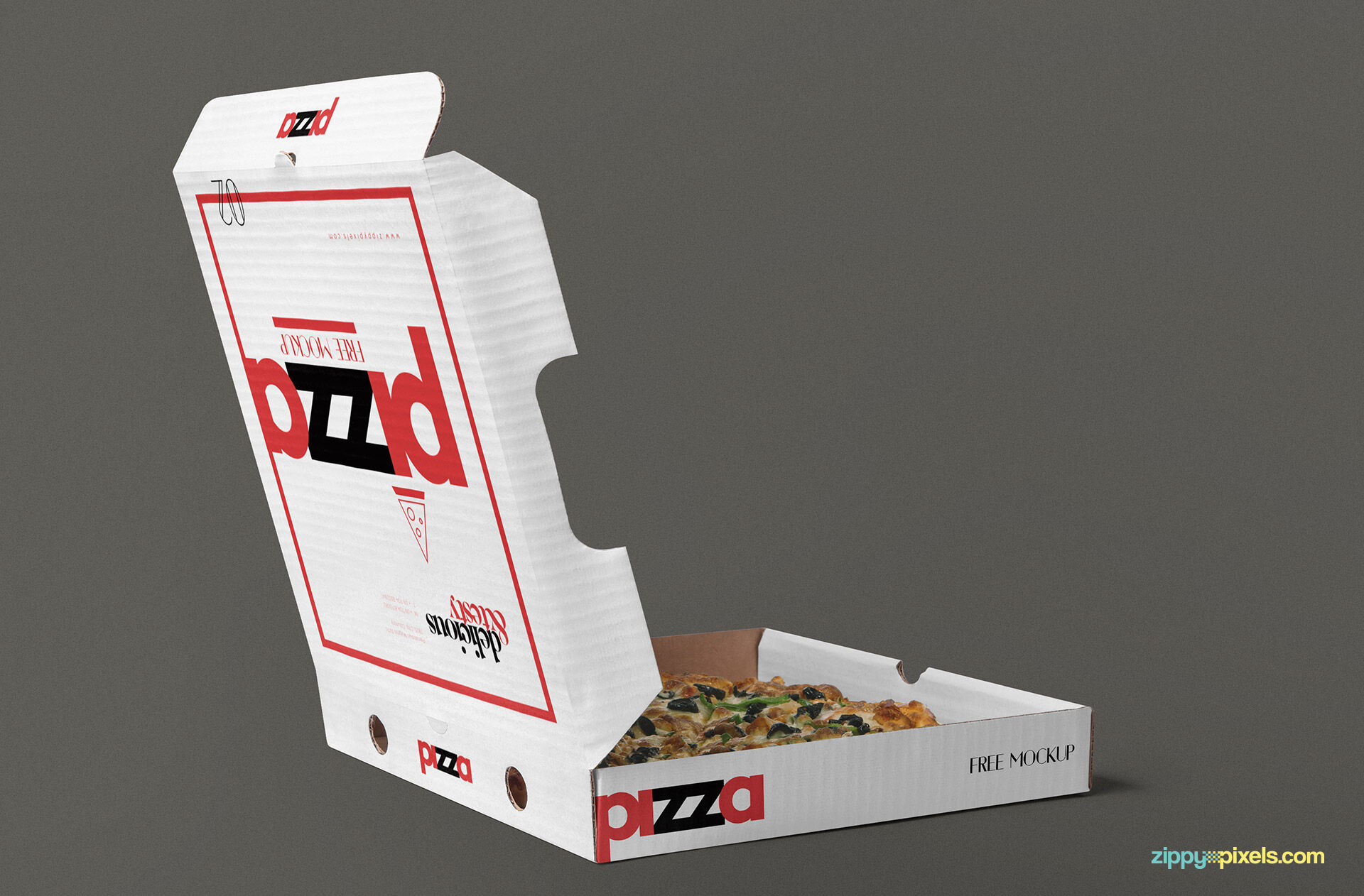 Open Pizza Box Mockup with Pizza FREE PSD