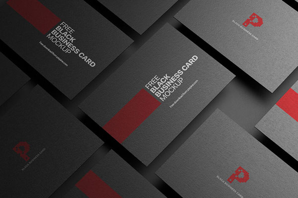 Overhead View of Grid of Floating Business Cards Mockup FREE PSD