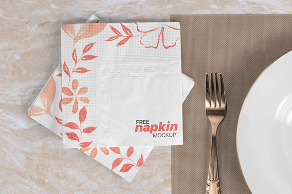 Overhead View of Two Folded Napkins Mockup FREE PSD
