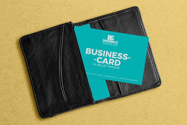 Paper Texture Business Card in Wallet Mockup FREE PSD