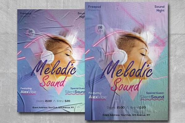 Pastel, Abstract Party Flyer Template FREE PSD