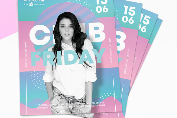 Pastel Circle Club Party Flyer and Facebook Templates FREE PSD