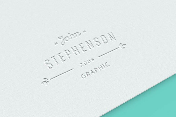 Perspective View Embossed Logo on Paper Mockup FREE PSD