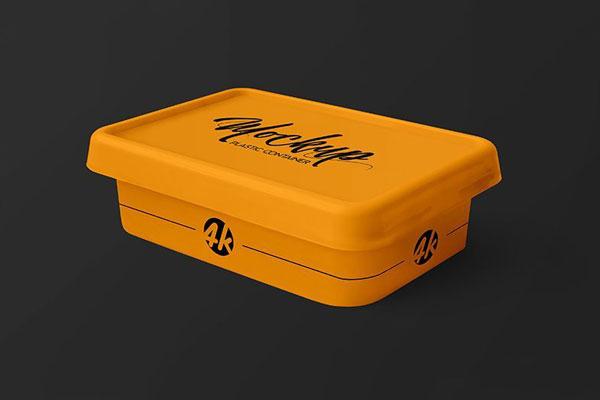 Perspective View Flat Plastic Container Mockup in Plain Setting FREE PSD