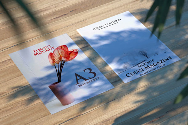 Perspective View Mockup of Two A3 Posters in Outdoor Setting FREE PSD