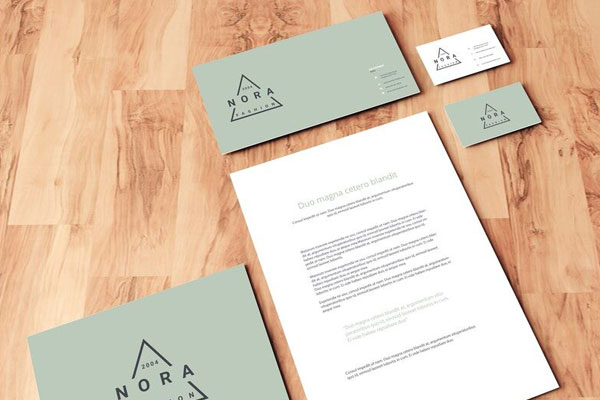 Perspective View Mockup Scene of Stationery On Wooden Floor FREE PSD