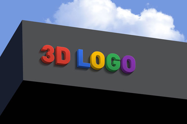 Perspective View of a Shop Facade 3D Logo Mockup FREE PSD