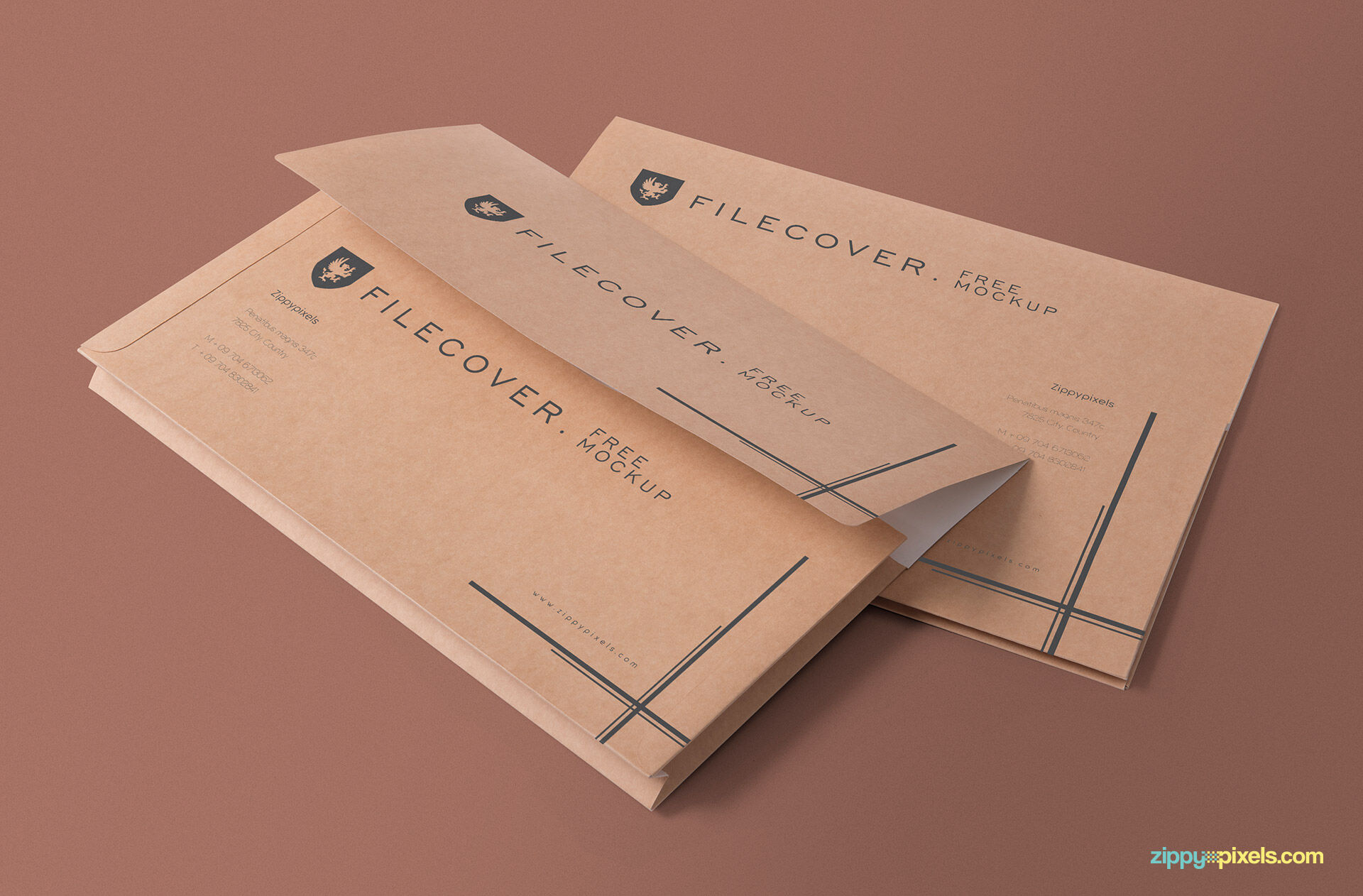 Perspective View of Back, Front and Flap of Two Envelops Mockup FREE PSD