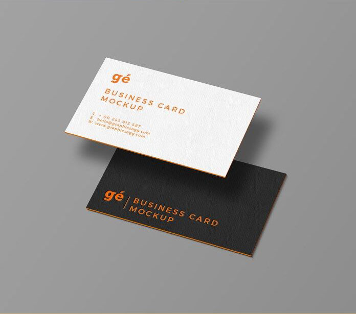 Perspective View of Both Sides of a Business Card Mockup FREE PSD