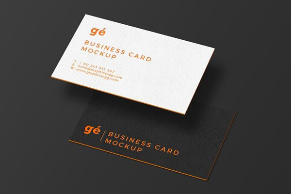 Perspective View of Both Sides of a Business Card Mockup FREE PSD