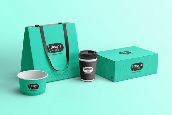 Perspective View of Cafe Branding Items Mockup FREE PSD