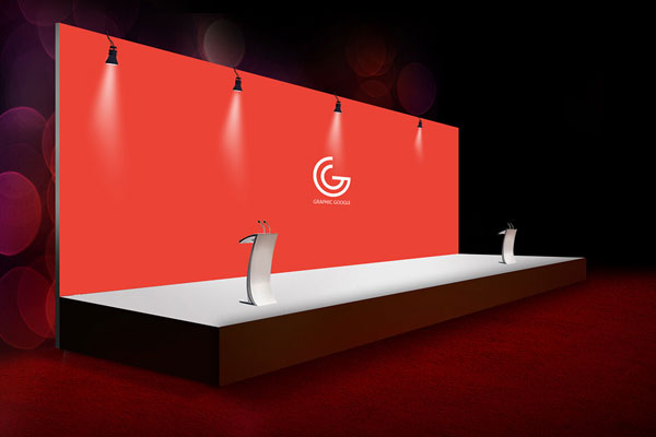Perspective View of Huge Backdrop Banner Mockup FREE PSD