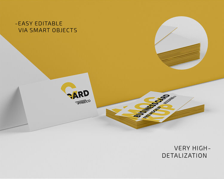 Perspective View of Realistic Business Cards Mockup FREE PSD