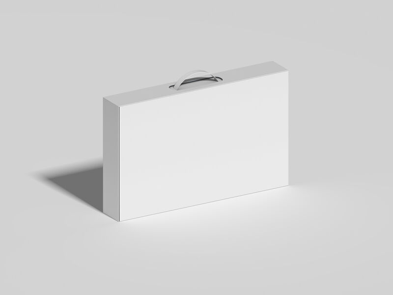 Perspective View of Standing Computer's Monitor Packaging Mockup FREE PSD