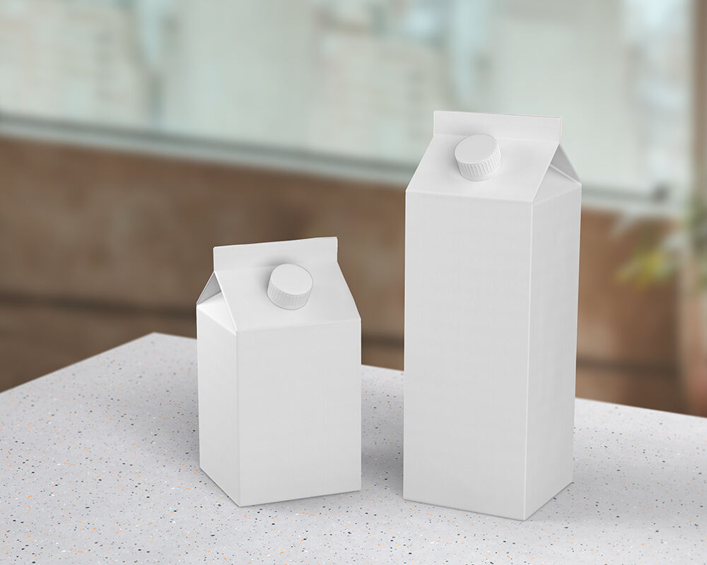Perspective View of Two Milk Packaging in Different Size Mockup FREE PSD
