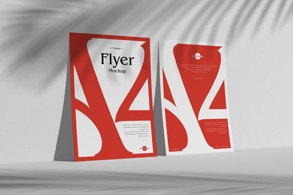 Perspective View of Two Papers against Wall with Overlaid Shadow Mockup FREE PSD