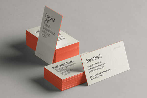Perspective View of Two Stacks Business Cards Mockup FREE PSD