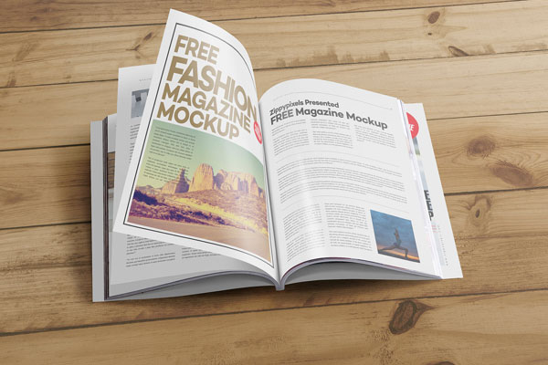 Perspective View Open Flippig Catalog Mockup FREE PSD