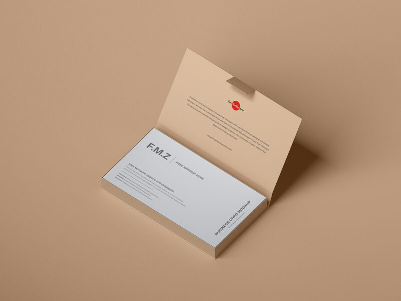 Perspective View Stack of Business Cards inside Rectangle Box Mockup FREE PSD