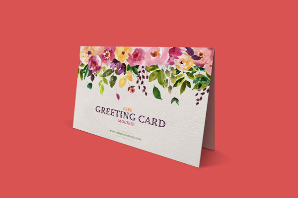 Perspective View Standing Greeting Card Mockup FREE PSD