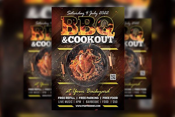 Photorealistic BBQ Flyer Template FREE PSD