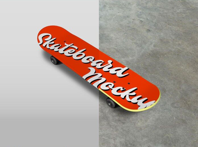Professional Standard Skateboard Mockup from a Perspective View FREE PSD