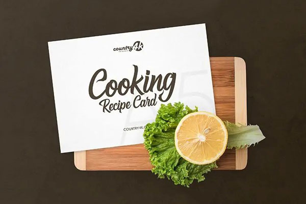 Realistic Cooking Recipe Card Mockup from a Top View FREE PSD