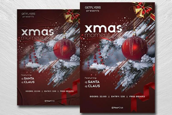 Red Xmas Event Flyer Template FREE PSD