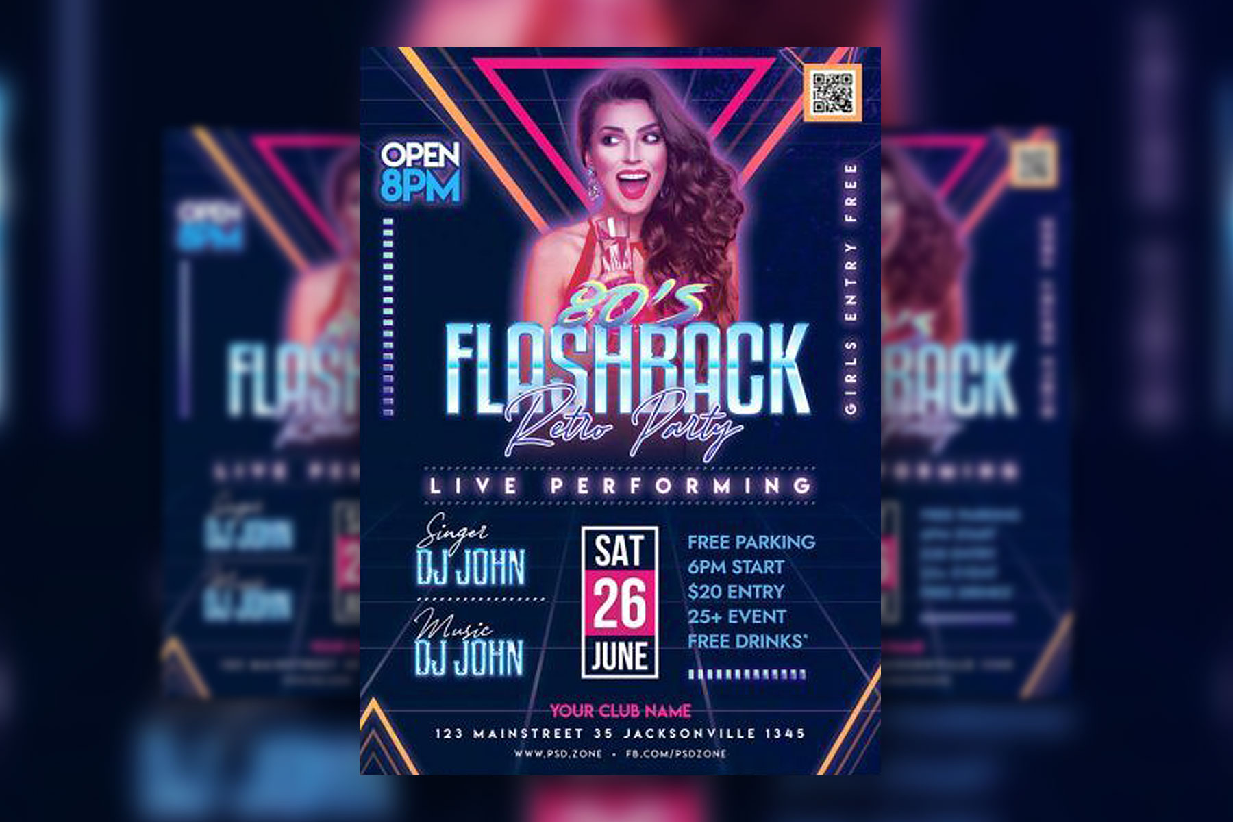 80s Night Music Flyer Template - FlyerHeroes