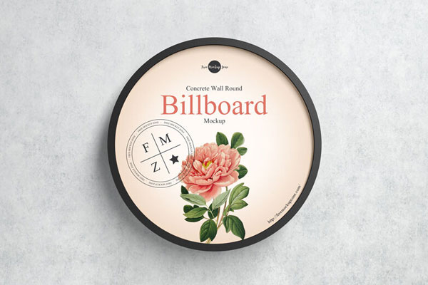 Round Billboard Mockup on a Concrete Wall FREE PSD
