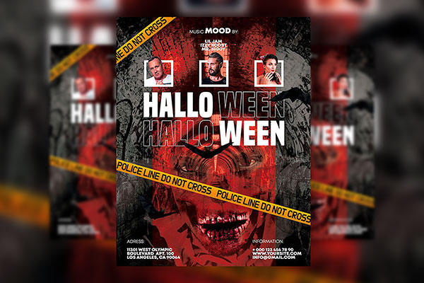Scary Halloween Flyer Template and Facebook Cover FREE PSD