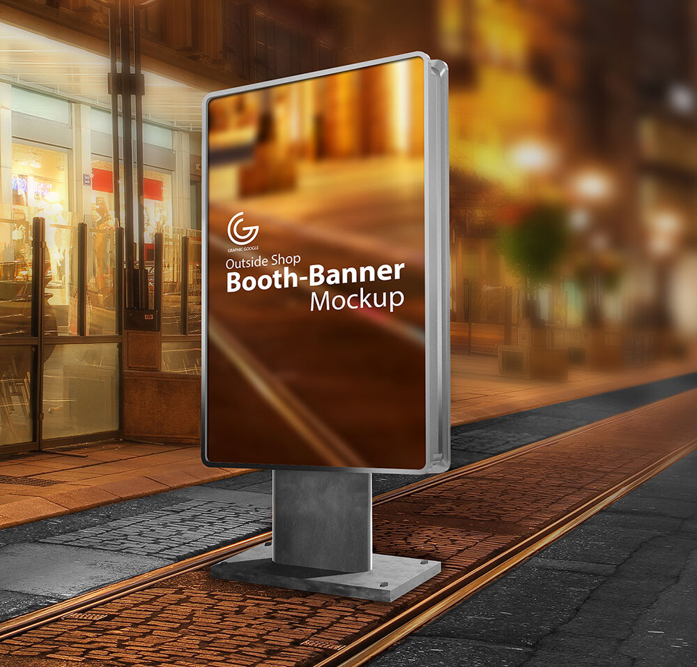 Sidewalk Banner Sign Mockup FREE PSD