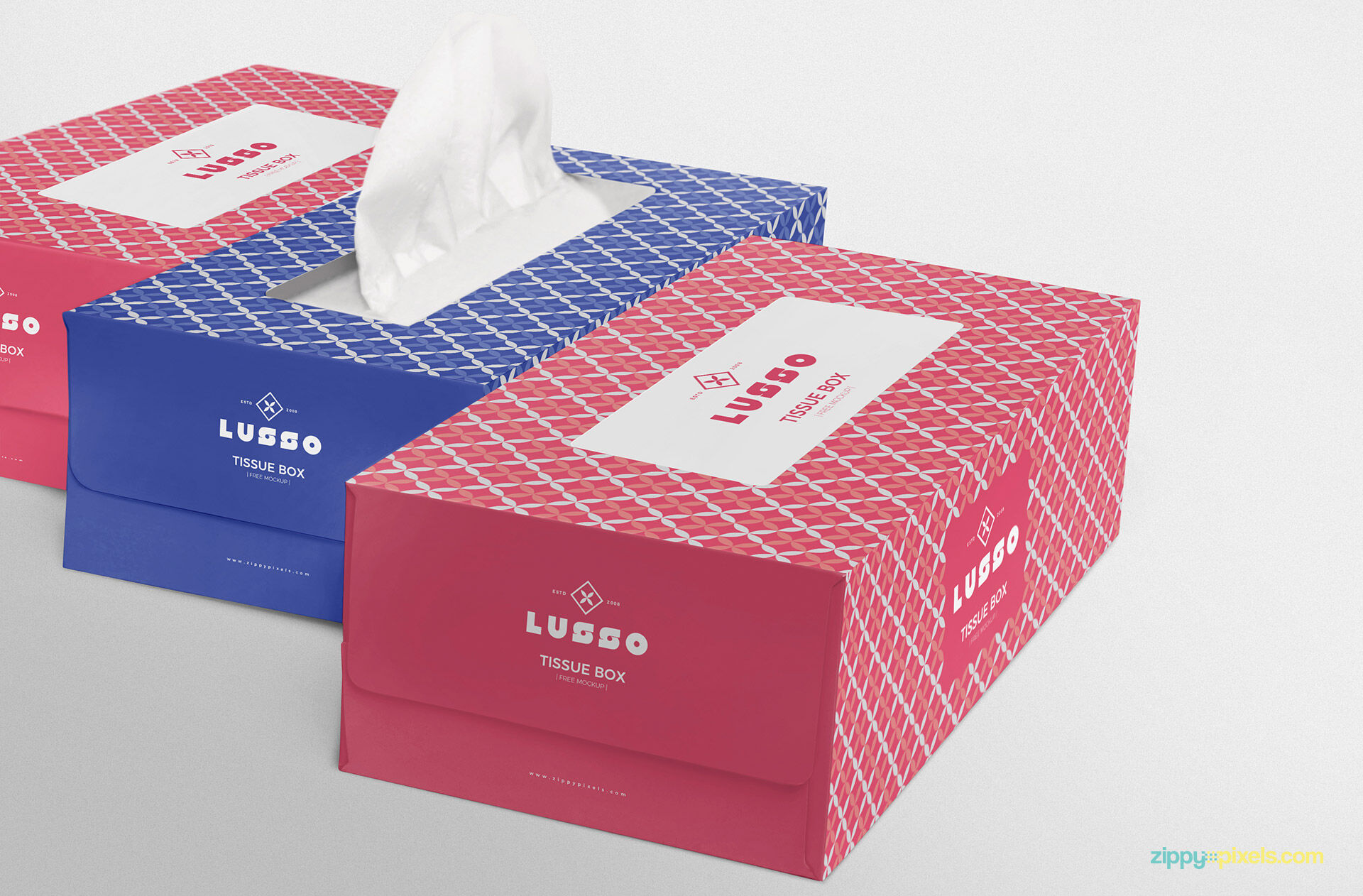 Simple 3/4 View Tissue Paper Box Mockup FREE PSD