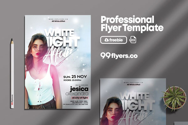 Simple, Modern Night Party Flyer Template FREE PSD
