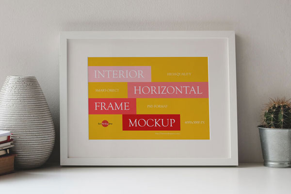 Small Interior Horizontal Picture Frame Mockup FREE PSD