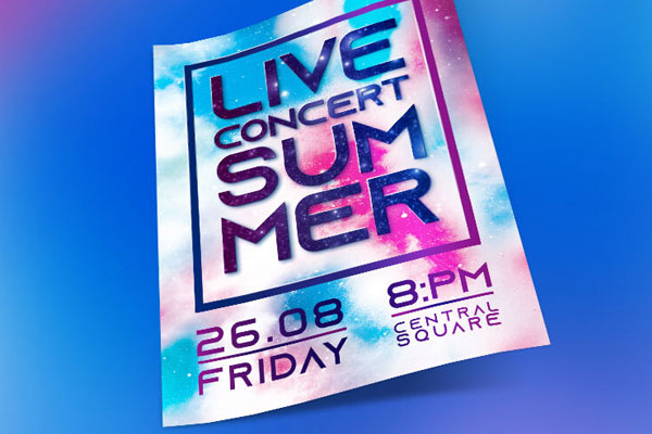 Splash Concert Flyer and Facebook Cover Template FREE PSD
