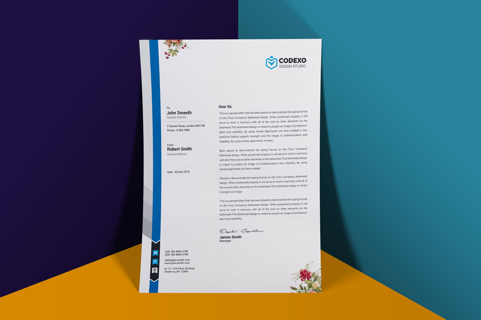 Standing A4 Letterhead Mockup FREE PSD
