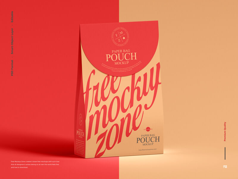 Standing Paper Bag Pouch Mockup FREE PSD